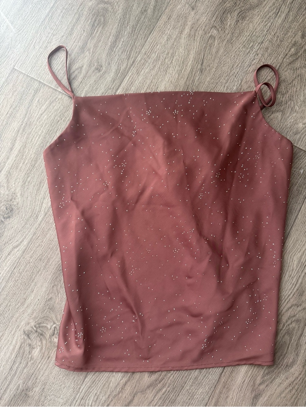 Aqua Rose Mauve Glitter Spaghetti Strap Cami